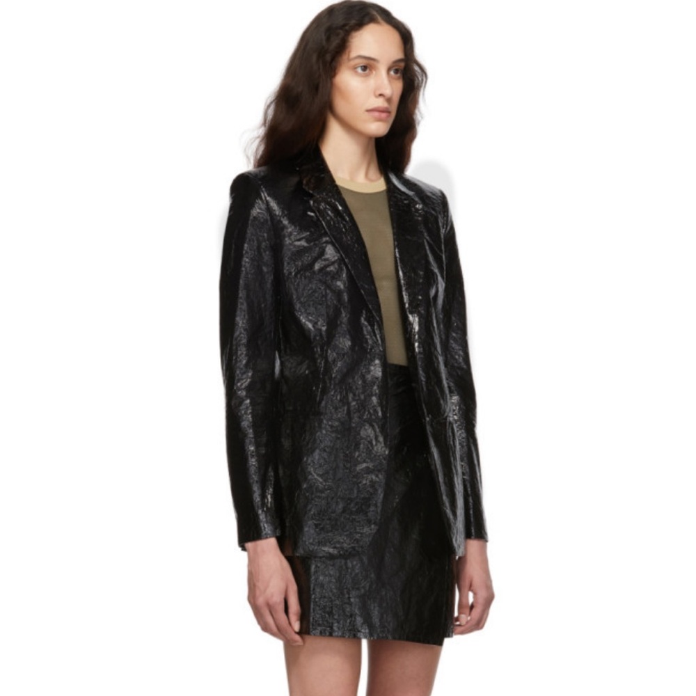 Black shiny  blazer. Women’s Helmut Lang wet-look black jacket/blazer 8 - Picture 2 of 16